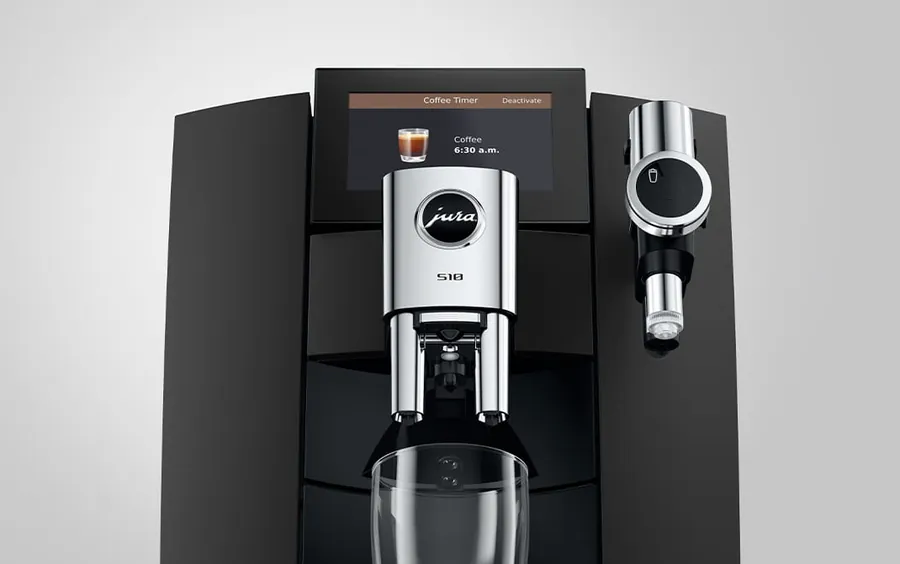 Pantalla de la JURA S10 con el Coffee Timer programado para un café a las 6:30